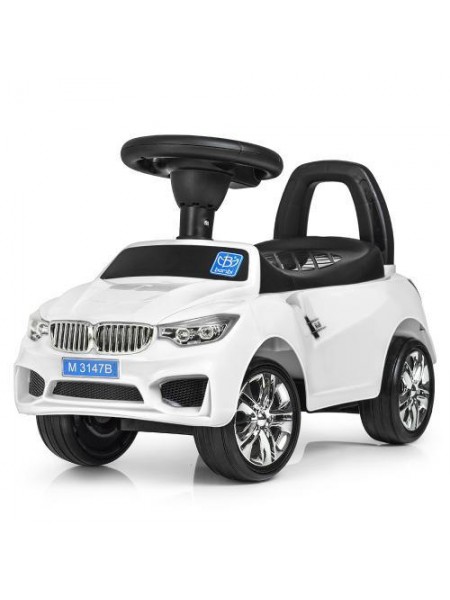 Толокар BMW (M 3147B-1), белый, MP3, свет, звук