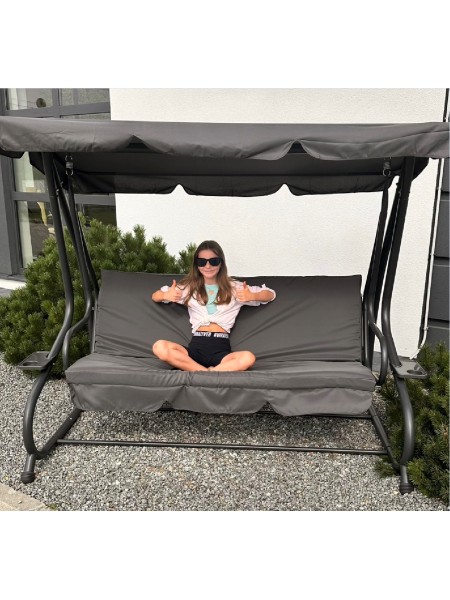 Садовая качель JUST GARDEN Relax Comfort 3-мест., до 200 кг! Серый