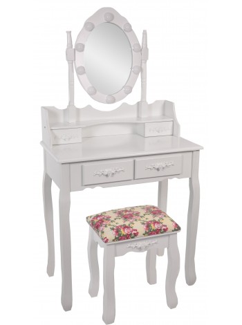 Туалетний столик з підсвіткою Bonro В-011L (червона табуретка) (20000033)