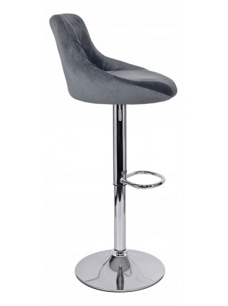 Барный стул со спинкой Bonro B-074 (42400302) Велюр серый с черным основанием