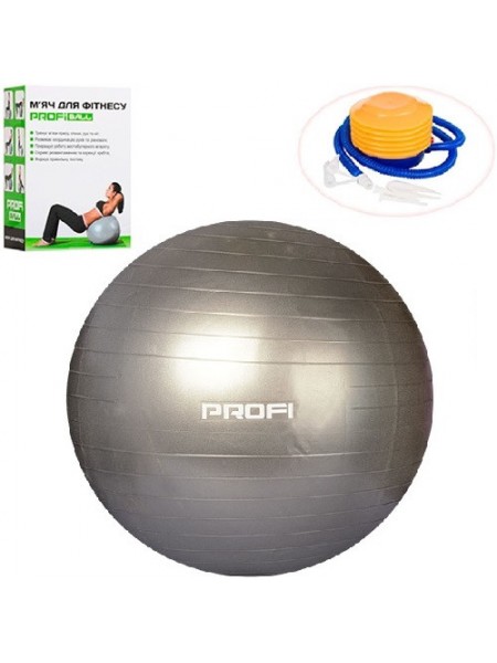 Фітбол Profi Ball 75 см + насос Сірий (MS 1541G)