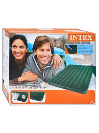 Надувной матрас Intex 66929 со встроенным ножным насосом / Зеленый